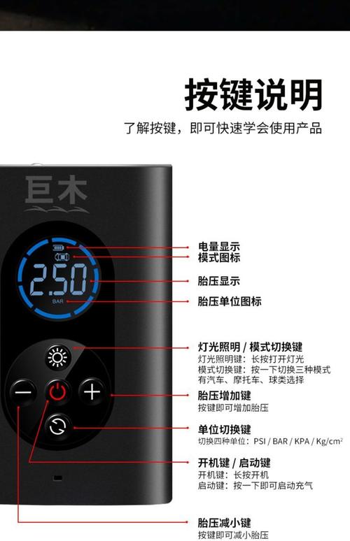 巨木無線充氣泵 車載便攜打氣泵，家車兩用全能之選